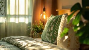 Cushions influence comfort in an eco-friendly home decor ideas