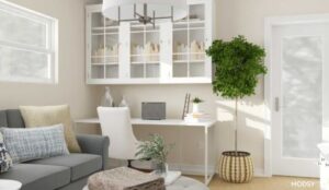 small home office setup with smart furnishing