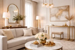 gold and brass accents interior design for luxury homes
