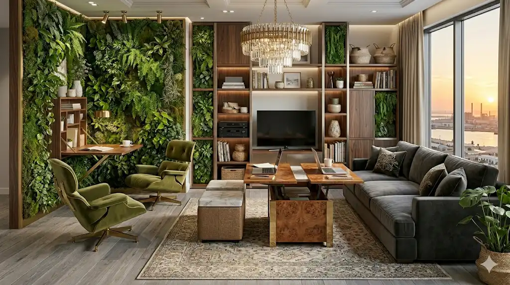 green wall in small spaces